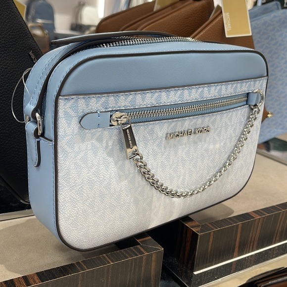 Michael Kors Handbags - MICHAEL KORS Jet Set Large Ombré Signature Logo Crossbody Body
Light Sky…
